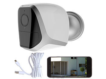 Kamera Akku: VisorTech Full-HD-IP-Überwachungskamera mit App, IR-Nachtsicht, PIR-Sensor, IP65