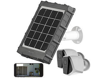 VisorTech 2er-Set Full-HD-IP-Überwachungskameras mit App und Akku-Solarpanel
