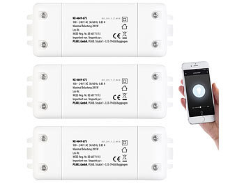 Luminea Home Control 3er-Set WLAN-Schalter mit Dimmer, für Siri, Alexa & Google Assistant