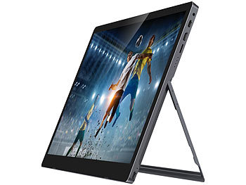 auvisio Mobiler Full-HD-IPS-Touchscreen mit 39,6 cm / 15,6", USB C, HDMI, Akku