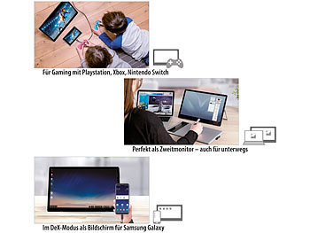 auvisio Mobiler Akku-Full-HD-IPS-Monitor, 39,6 cm (15,6"), USB Typ C, HDMI