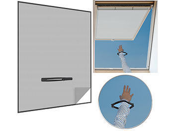 Insektennetz: infactory Fliegengitter mit Fenster-Zugang, 150 x 180 cm, zuschneidbar, schwarz