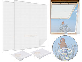 Insektenschutzgitter: infactory 2er-Set Fliegengitter mit Fenster-Zugang, 150 x 180 cm, weiß