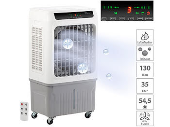 Ventilator mit Wasser: Sichler 2in1-Gewerbe-Luftkühler und Luftbefeuchter LW-700, bis 50 m², 130 Watt