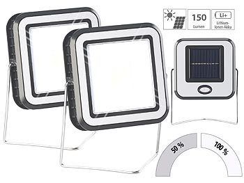 Akku Solarlampe: Lunartec Solar-COB-LED-Arbeitsleuchte im Baustrahler-Design,  2er-Set