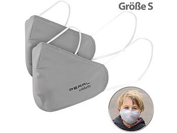 Kindermasken: PEARL 2er-Set Mund-Nasen-Stoffmaske, Filter-Textil, waschbar, Größe S