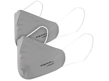 PEARL 2er-Set Mund-Nasen-Stoffmaske, Filter-Textil, waschbar, Größe S