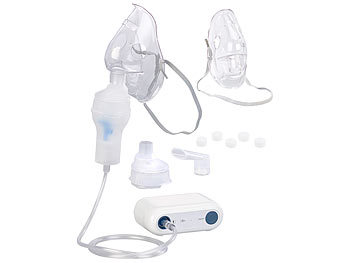 Inhaliergerät mit Akku: newgen medicals Medizinischer Kompakt-Akku-Inhalator für Erwachsene & Kinder, 2 Masken