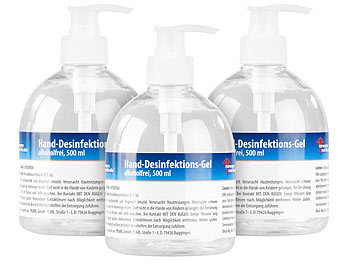 Desinfektionsmittel: newgen medicals 3er-Set Hand-Desinfektions-Gels im Spender, alkoholfrei, je 500 ml