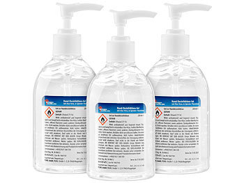 newgen medicals 3er-Set Hand-Desinfektions-Gels, Aloe Vera, Spender-Flasche, je 250 ml