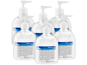 newgen medicals 6er-Set Hand-Desinfektions-Gels, Aloe Vera, Spender-Flasche, je 500 ml