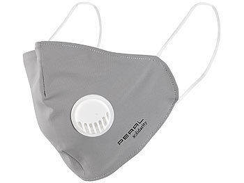 PEARL 4er-Set Mund-Nasen-Stoffmasken mit Ventil, waschbar, Größe L