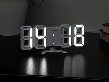 Lunartec Große Digital-LED-Tisch & Wanduhr, 7 Segmente, dimmbar