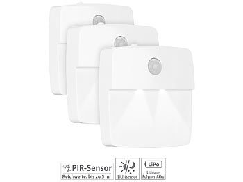 3er-Set LED-Treppenlicht mit Akku, DÃ¤mmerungs- und Bewegungs-Sensor / Nachtlicht