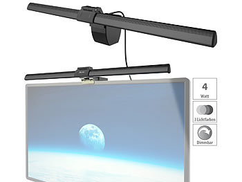 XL-USB-LED-Leuchte fÃ¼r PC-Monitor, 3 Lichtfarben, dimmbar, 4 W, 40 cm / Monitorlampe