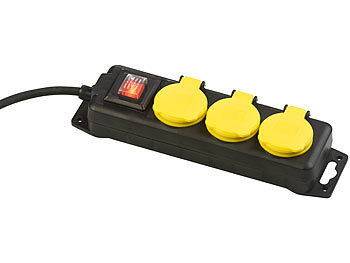 5x 6-fach Steckdosenleiste gelb Schalter für Aussen Outdoor IP44 Mehrfachstecker 