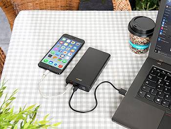 Powerbank mit Schnell-Lade-Funktion für USB-C-Laptop Notebook zur Erhaltungsladung QC