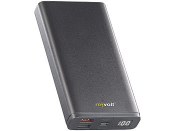 revolt Powerbank mit Quick Charge 3.0 und USB Typ C PD, 20.000 mAh, 3 A, 18 W
