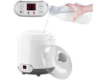 Joghurtschüssel mit Sieb und 6 Gläser 30,6 x 25 x 12,4 cm Joghurtmaschine Leogreen Joghurt-Maker Behälterkapazität: 1,5 L Weiß Kapazität pro Glas: 0,21 L