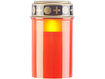 Grabschmuck inkl Batterien Grablicht LED rot 12,5cm Grabkerze flackert 