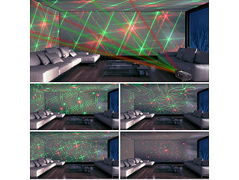 Laser: Lunartec für (Party grün/rot Indoor-Laser-Projektor 12 Zuhause) mit Sound-Steuerung, Leuchtmustern, Party Laser