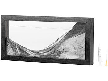 Sandbild Kippbild: infactory Schwarz-Weiß-Sandbild mit Holzrahmen, 35 x 16 cm