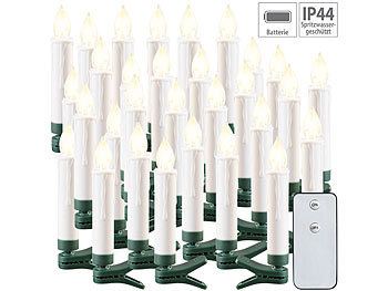 flackernde Lichter Weihnachtsdeko Dekorationen Weihnachtbeleuchtungen: Lunartec 30er-Set LED-Outdoor-Weihnachtsbaum-Kerzen mit IR-Fernbedienung, IP44