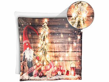 infactory Kuscheldecke mit Weihnachtsmotiv und 10 warmweißen LEDs, 150 x 140 cm