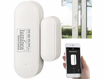 Luminea Home Control Set aus WLAN-Tür- und -Fensteralarm und WLAN-Steckdose, App