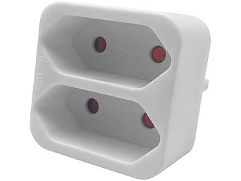 Doppelsteckdose weiß 2er-Set Steckdosen-Adapter auf 2-fach-Euro-Steckdose 