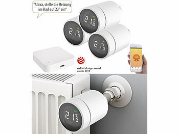 Heizung Thermostat: revolt 3er-Set Heizkörperthermostate mit App, Sprachsteuerung, ZigBee-Gateway