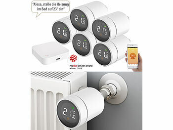 Smart Thermostat ZigBee: revolt 5er-Set Heizkörperthermostate mit App, Sprachsteuerung, ZigBee-Gateway