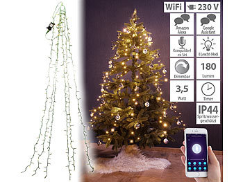 Christbaumüberwurf: Lunartec WLAN-Tannenbaum-Überwurf-Lichterkette mit App, 6 Girlanden, 180 LEDs