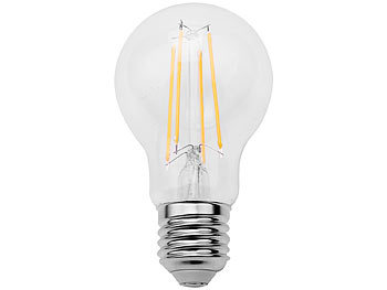 Luminea LED-Filament-Lampe mit Dämmerungssensor, E27, 8 W, 806 lm, warmweiß