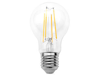 Luminea LED-Filament-Lampe mit Dämmerungssensor, E27, 8 W, 806 lm, warmweiß