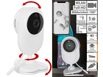 Babyfon WLAN: 7links WLAN-Babyphone mit Full-HD-Kamera, Temperatur-Warnung, Nachtsicht, App
