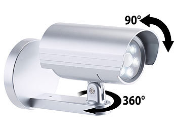 Silber Drahtlos 2 Stück Kamera Attrappe mit LED-Licht Dummy Kamera Überwachungskamera Attrappe Wandhalterung für den Innen- und Außenbereich