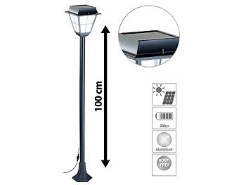Solar Standlaterne: Lunartec Hybrid Solar-LED-Wegeleuchte SWL-30 mit optional. Netzbetrieb