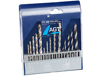 AGT Bohrer-Set 15-tlg. mit HSS-Metallbohrer, Holz- & Steinbohrer