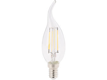 Luminea LED-Filament-Kerze, E14, A+, 4 Watt, 470 Lumen, 360°, warmweiß, Ba35