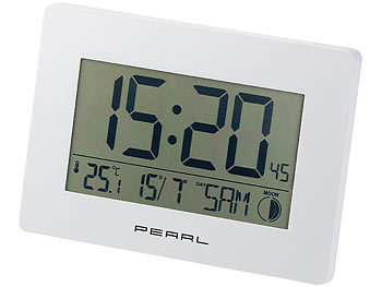 Wanduhr mit großem LCD Display digital Uhr Funkuhr Datum Temperatur Uhren DE 