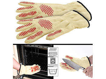 2er-Set Sicherheits-Handschuh, Hitze- & Schnittschutz, Antirutsch-Pads / Grillhandschuhe