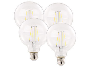 Luminea 4er-Set LED-Filament-Birnen, E27, E, 6 W, 806 lm, tageslichtweiß