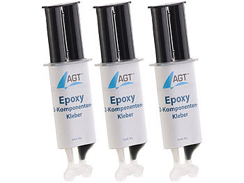 Kleber zwei Komponenten: AGT Epoxy 2-Komponenten-Kleber, hohe Belastbarkeit: 23 N/mm², 3er-Pack