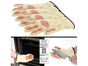 4er-Set Sicherheits-Handschuh, Hitze- & Schnittschutz, Antirutsch-Pads / Grillhandschuhe