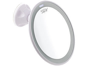 Sichler Beauty Saugnapf-Kosmetikspiegel mit LED-Licht und Akku, 5-fache Vergrößerung