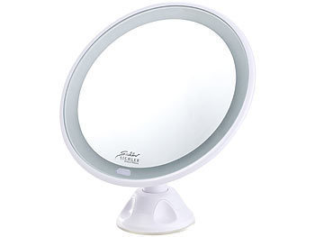 Sichler Beauty Saugnapf-Kosmetikspiegel mit LED-Licht und Akku, 5-fache Vergrößerung