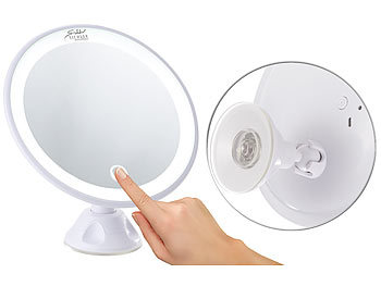 Schmink Spiegel: Sichler Beauty Saugnapf-Kosmetikspiegel mit LED-Licht und Akku, Versandrückläufer