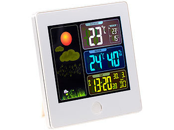 Digital Wetterstation Hydrometer Thermometer LCD Farbdisplay Uhr Wecker NEU 