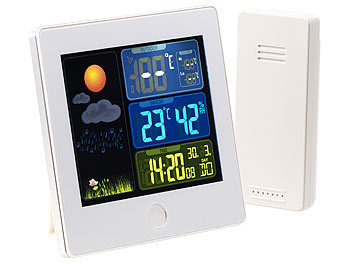LCD Funk Wetterstation Außensensor Farbdisplay Hygrometer Thermometer Wecker Uhr 
